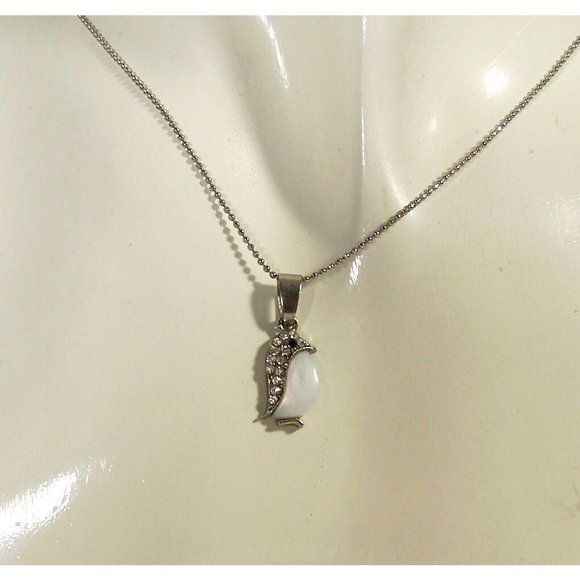 Penguin Pendant Dainty Necklace Adjustable Extender Small Ball Chain Silver Tone - Picture 2 of 5